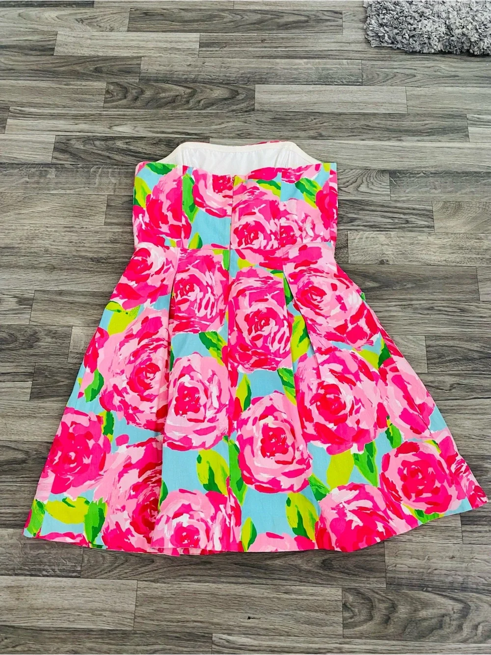 Lilly Pulitzer first impressions strapless dress size 6 roses pockets nwot - Picture 3 of 5